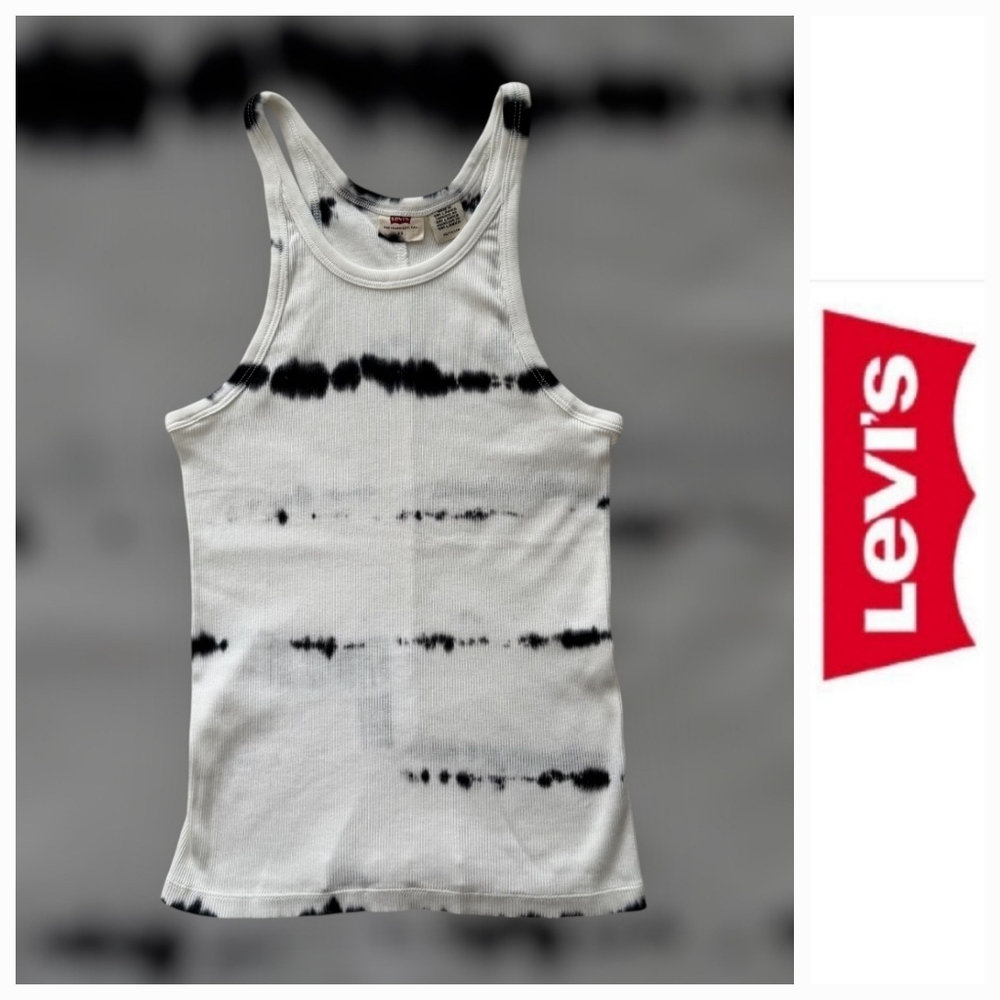 Levi's | 100% Cotton Ribbed Tie-Dye Tank Top Creamy White & Faded Black